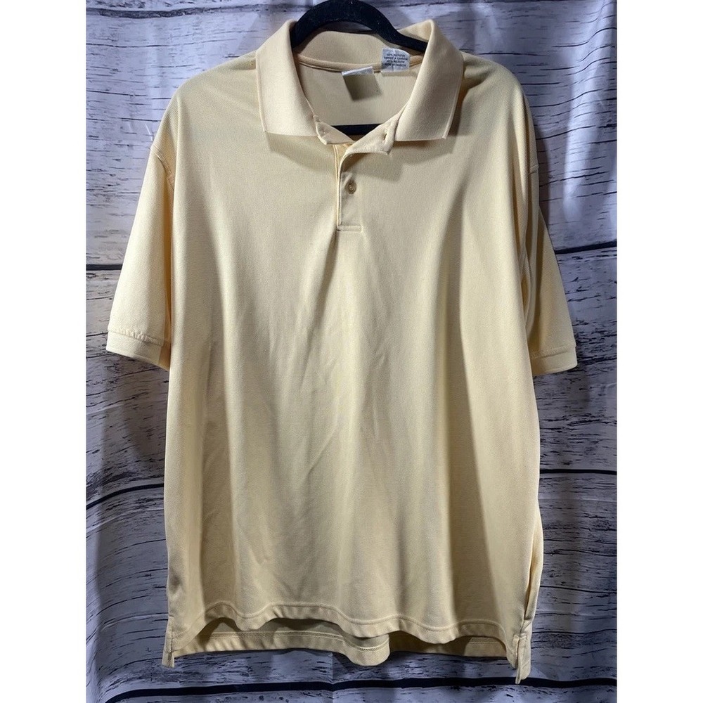 World Wide Sportsman Fishing Polo Shirt 1/4 Button Men's X-Large Yellow Collar